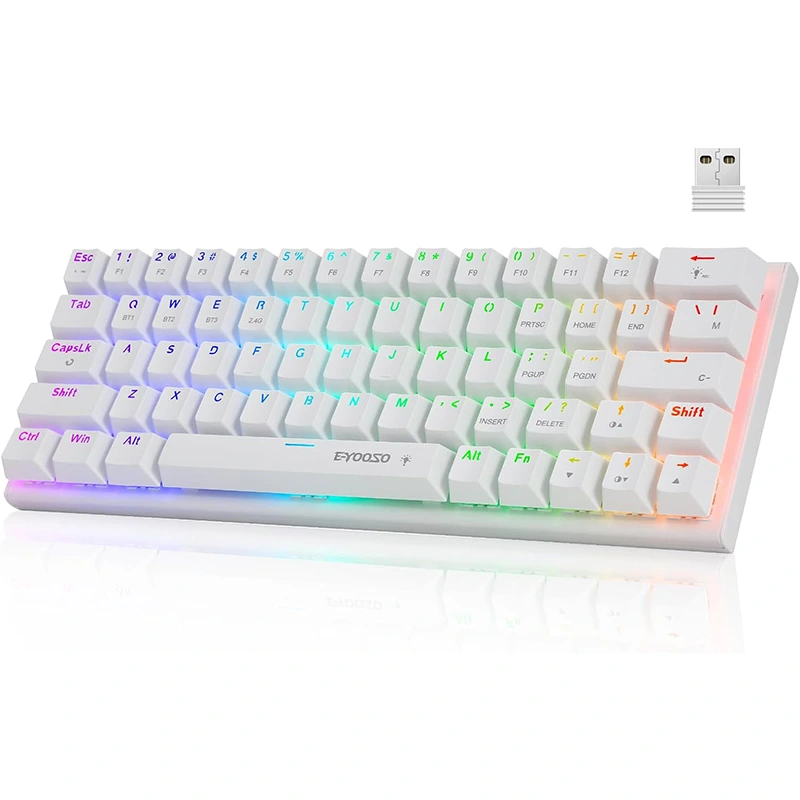 Механическая игровая клавиатура с 63 RGB-клавишами, беспроводная BT, 2,4 ГГц, тип-c